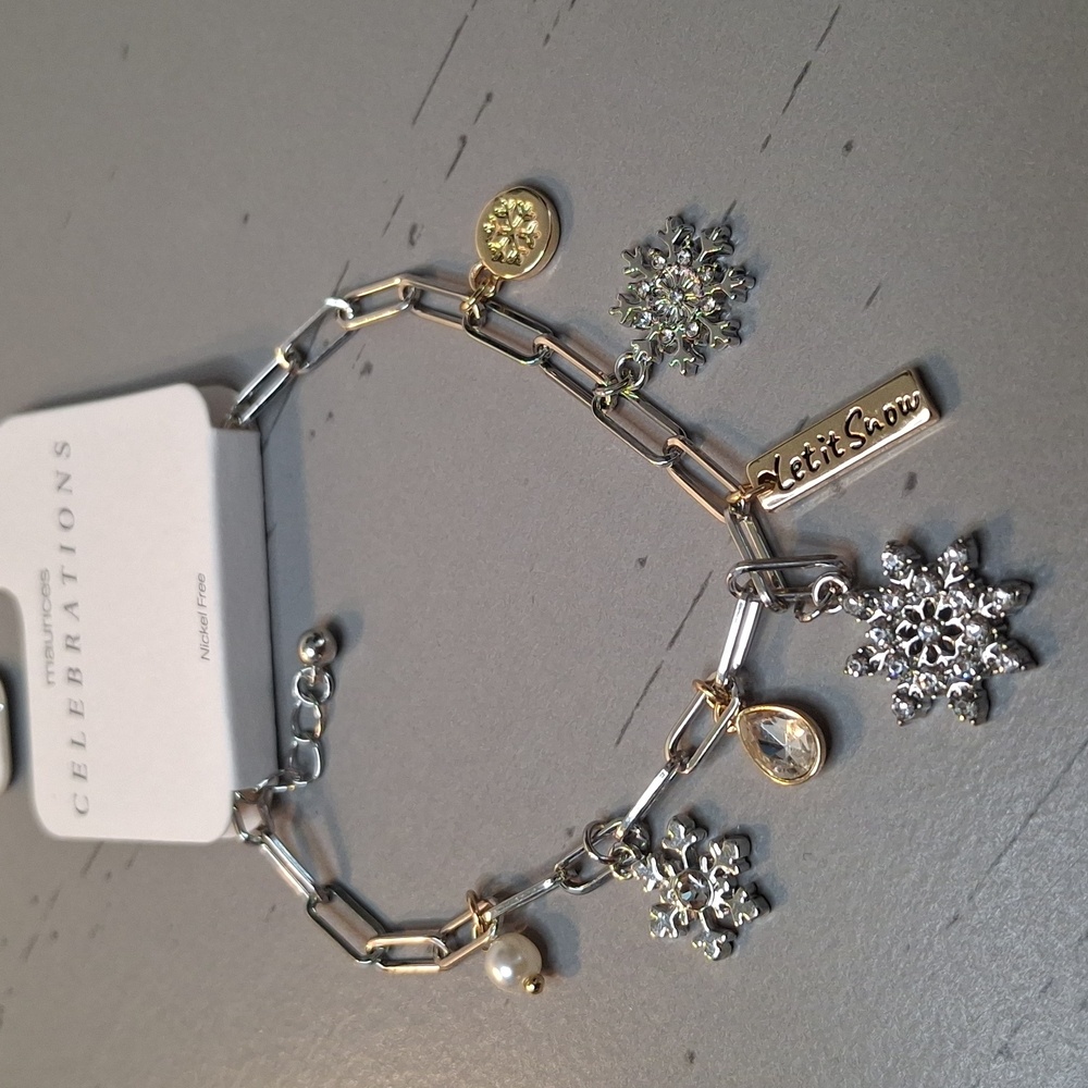 Maurices Celebrations Silver & Gold Snowflake Charm Bracelet